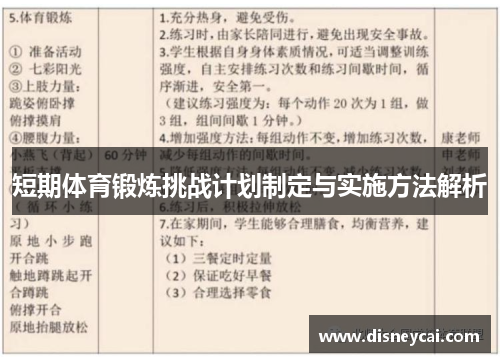 短期体育锻炼挑战计划制定与实施方法解析